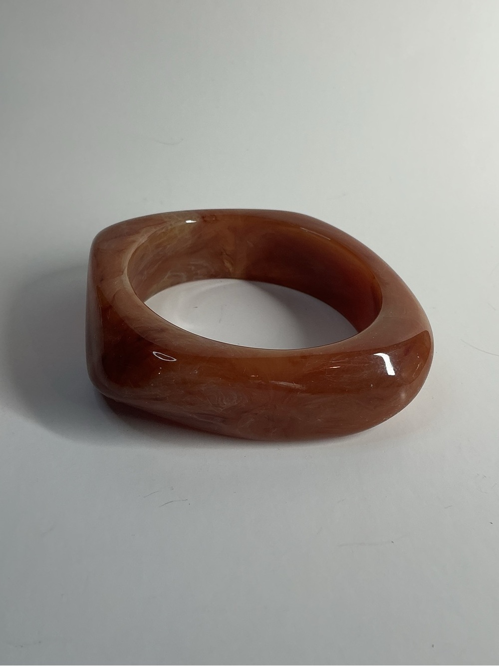 Marbled Cognac Resin Bangle Bracelet by Mayamar